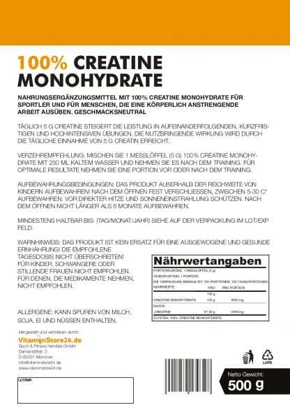 VitaminStore24 100% Creatine Monohydrate