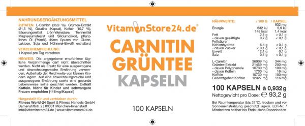 VitaminStore24 Carnitin Grüntee